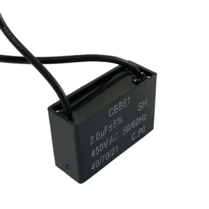 Capacitor 2uf x 450v cuadrado c/cable ES
